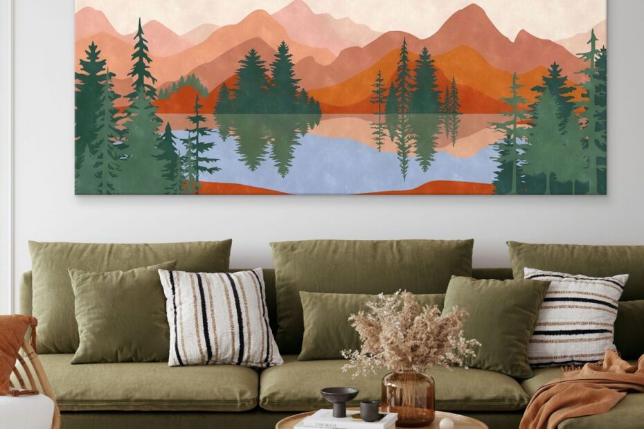 Landscape Boho painting canvas Artprintsiam
